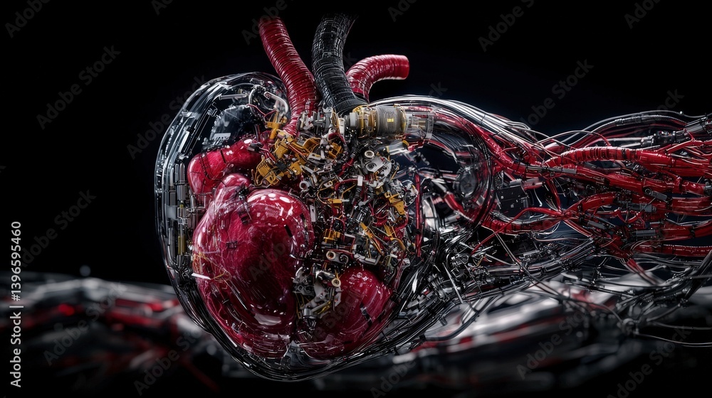 Aufkleber futuristic prototype of artificial heart revolutionizing healthcare medical technology digital art h