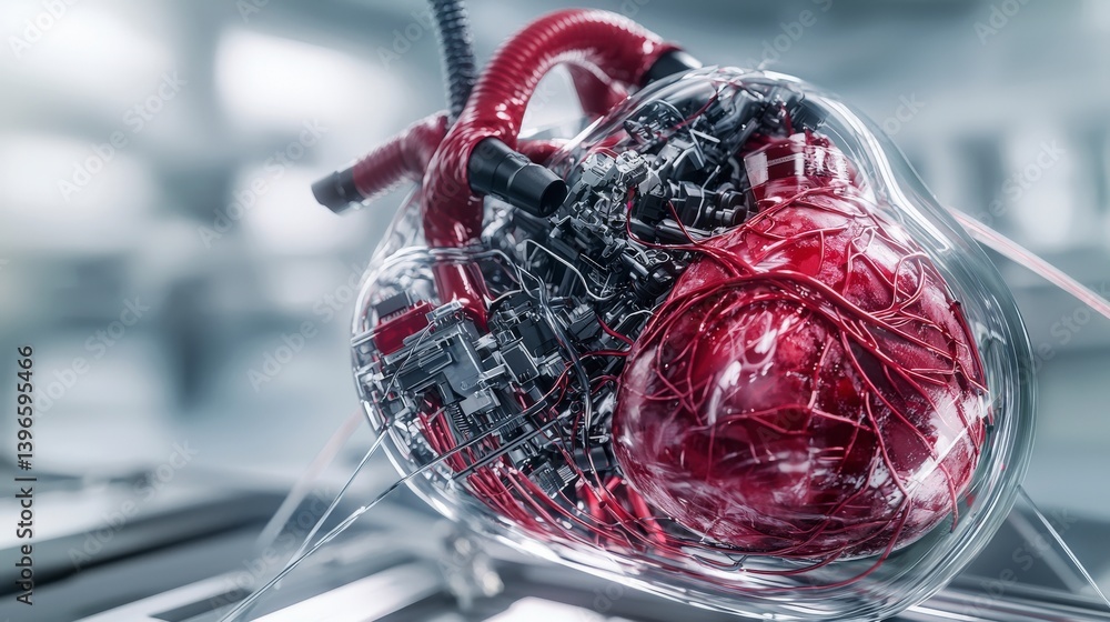 Aufkleber medical concept research lab focused on innovative prototype artificial heart development in healthc