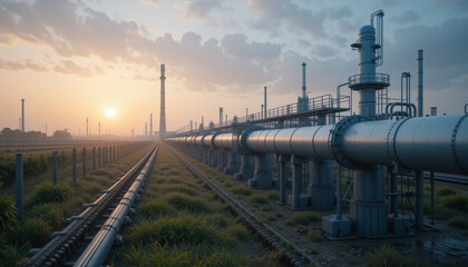 Naklejka premium oil refinery at night