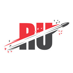 Bullet logo icon illustration vector template with letter crossing shot.