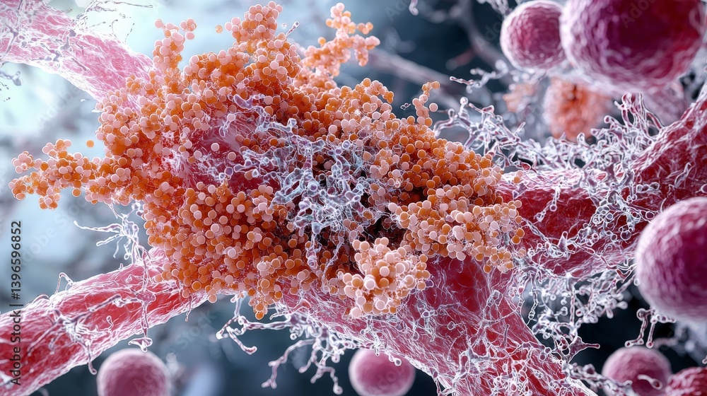 Aufkleber Exploring the intricacies of human cells under a microscope in a laboratory environment for scientific research