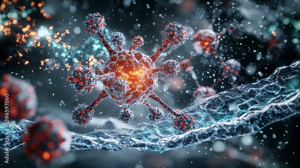 Aufkleber futuristic cell regeneration visuals laboratory environment digital art sci-fi concept micro level p