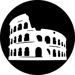 Naklejka premium Iconic colosseum silhouette against stark black backdrop offering striking contrast