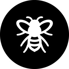 Stylized bee illustration against a bold, contrasted circular backdrop