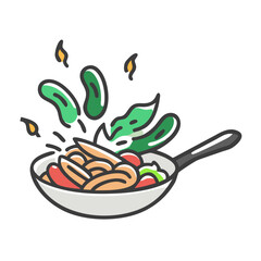 vegetable stir fry icon, vegetable stir fry vector illustration-simple illustration of vegetable stir fry, perfect for vegetable stir fry logos and icons
