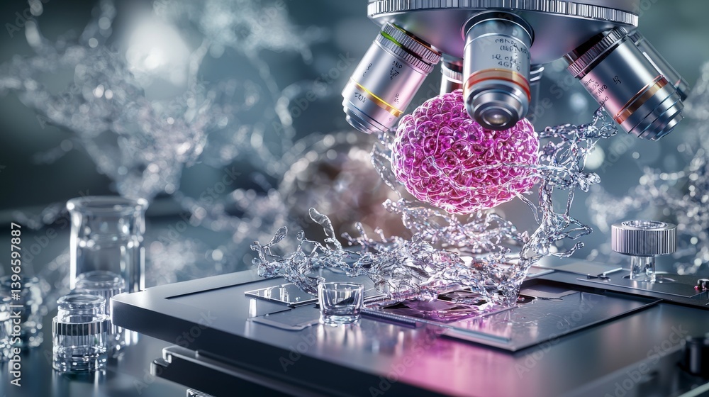 Aufkleber microscopic exploration of human cell structure in a high-tech laboratory environment close-up scien