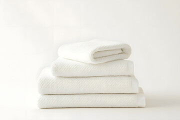 Soft White Towels Stacked Neatly