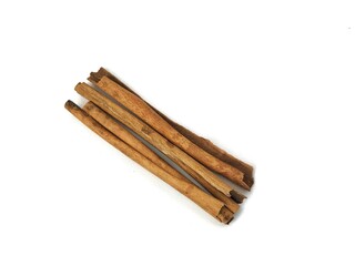 Dry cinnamon sticks isolated on white background, Food ingredient 