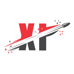 Bullet logo icon illustration vector template with letter crossing shot.