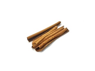 Dry cinnamon sticks isolated on white background, food ingredient 