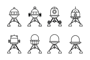  Lunar lander line art with stars in background © Rony