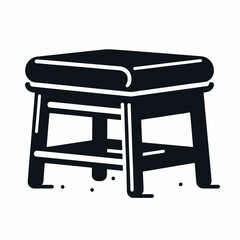 Fototapeta premium very simple flat and single minimalist Footstool Silhouette in black on a white background