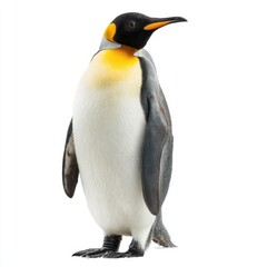 Fototapeta premium A single emperor penguin standing isolated on white background