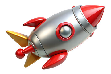 Colorful 3D Rocket Illustration for Space-Themed Designs