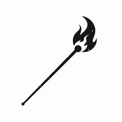  very simple flat and single minimalist Fire Poker Silhouette in black on a white background 