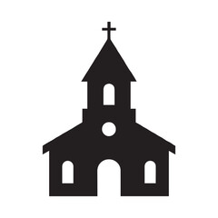A church black silhouette vector art and illustration white Background