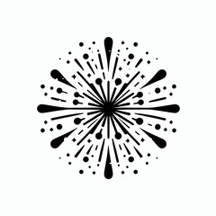  very simple flat and single minimalist Firework Spark Silhouettes in black on a white background 