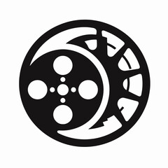  very simple flat and single minimalist Film Camera Reel Silhouettes in black on a white background 