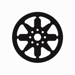 Fototapeta premium very simple flat and single minimalist Film Reel Spool Silhouettes in black on a white background