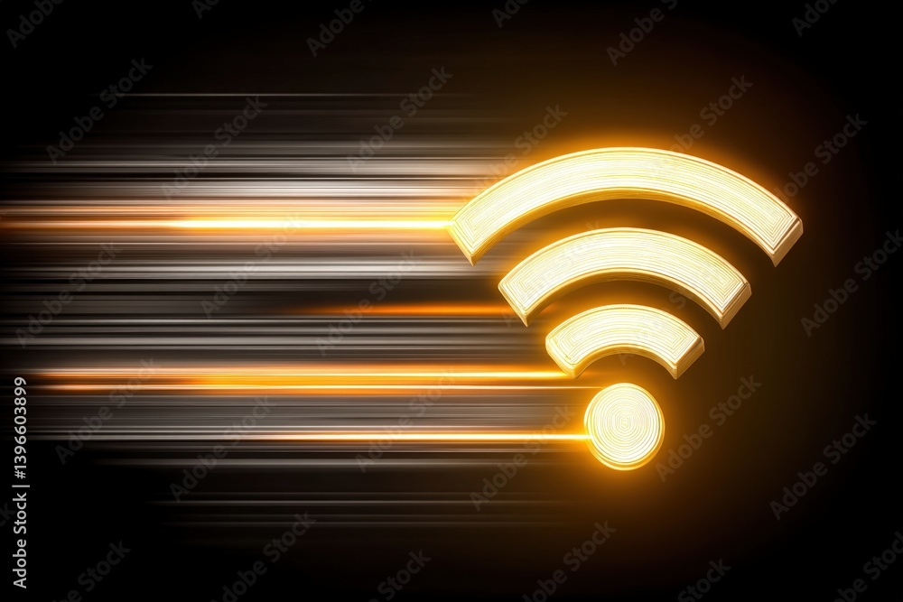 Poster abstract wi-fi symbol with motion blur effect on a dark background.