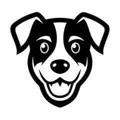 Happy Dog Face Icon in Black and White Cartoon Pet Vector Illustration

