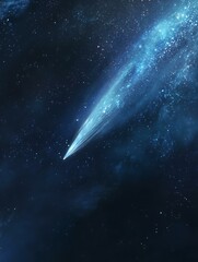 A stunning comet streaking through the night sky, illuminating the vastness of space with its brilliant tail of light.