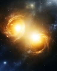 A stunning visual of two luminous celestial bodies in the vast cosmos, representing the beauty and mystery of the universe.