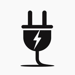 Obraz premium very simple flat and single minimalist Electric Plug Prong Silhouette in black on a white background 