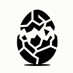 Obraz premium very simple flat and single minimalist Egg Shell Cracks Silhouettes in black on a white background