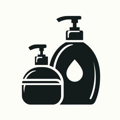 Obraz premium very simple flat and single minimalist Dish Soap Bottle Silhouettes in black on a white background 