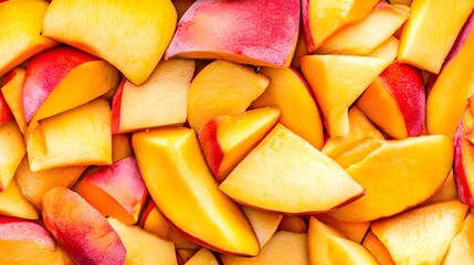 Fresh Mango Wedges Cut Into Cubes for Culinary Use and Presentation