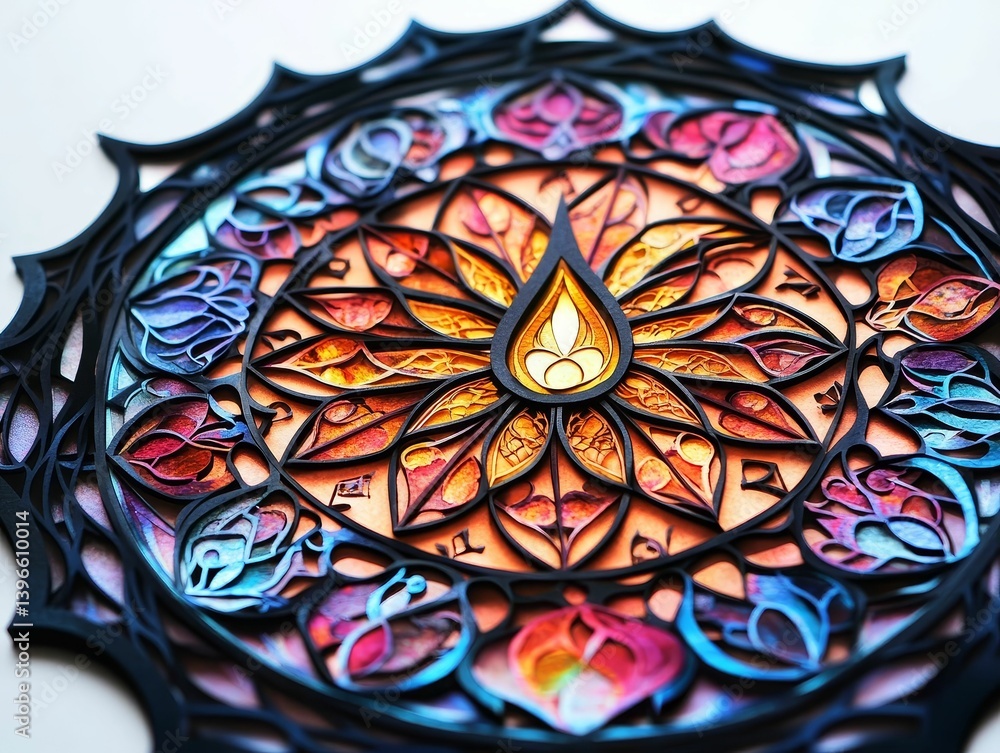 Poster mandala art with circular patterns and colorful designs.