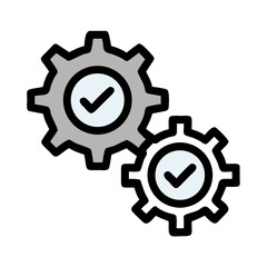 Gears with Check Mark Icon Design