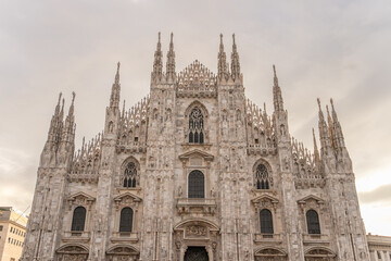 Fototapeta premium Cathedral Duomo di Milano with close-up with details.