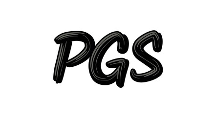 Stylized 'PGS' Lettering with Dimensional Ink Stroke Effect on White Canvas