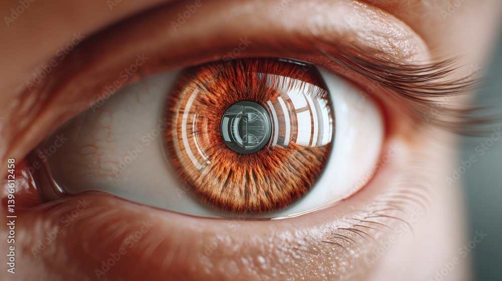 Poster captivating macro photography of eye with unique reflection studio setting close-up shot artistic ex