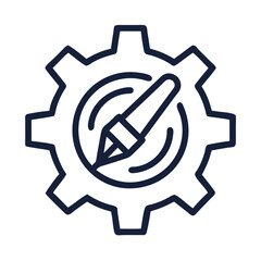 Gear with Drawing Pen Tip Icon Design