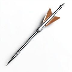 Hyperrealistic studio showcase dynamic dart arrow flying through air in close-up perspective