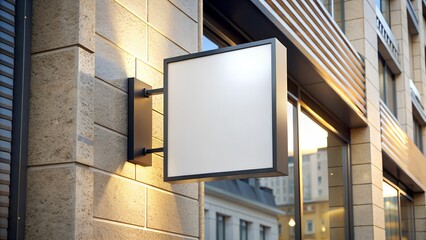 Mock up Sign Shop front Square light box Signage on wall