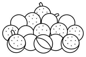 longan line art minimalist fruit drawing black white
