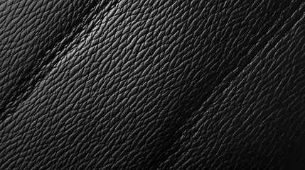 Black Leather Texture Background: Close-Up Detailed Macro Photograph