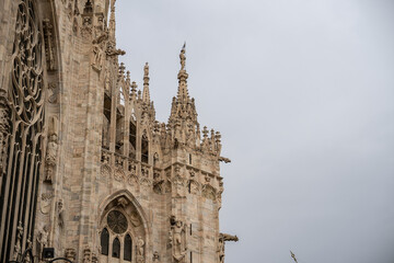 Cathedral Duomo di Milano with close-up with details.