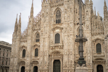 Cathedral Duomo di Milano with close-up with details.