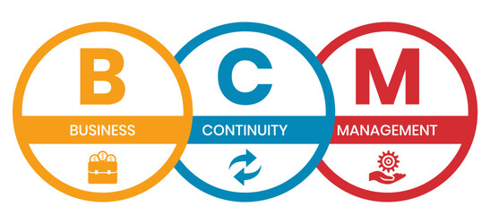 BCM - Business Continuity Management acronym. business concept background. Vector illustration for website banner, marketing materials, business presentation