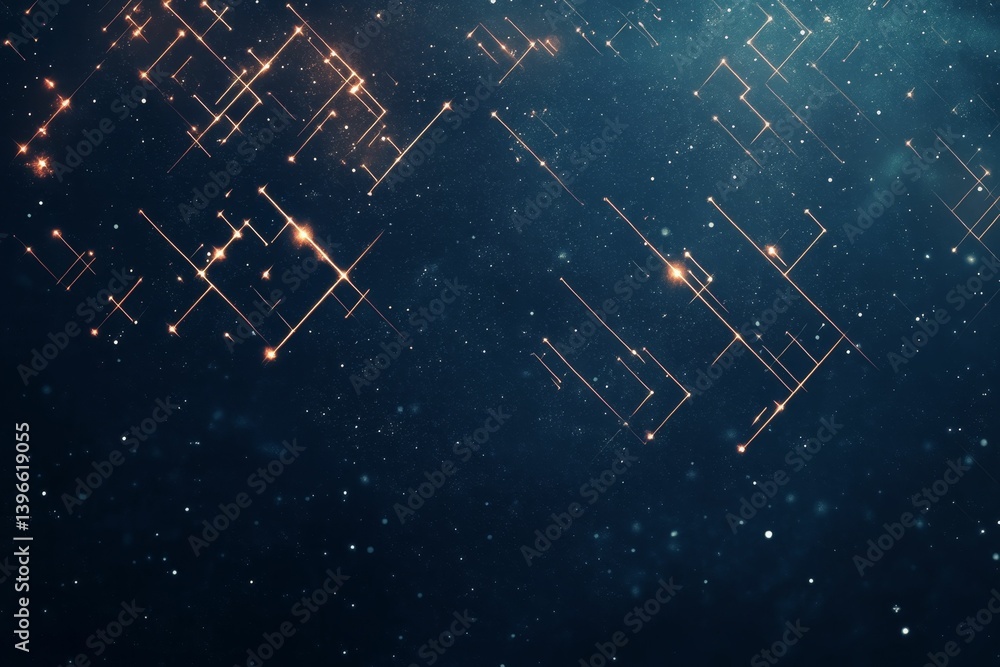 Poster abstract network background with glowing lines and dots on a dark blue surface.