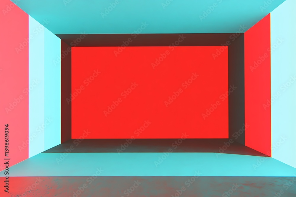 Poster abstract composition showcasing interior architecture with contrasting colors and shapes