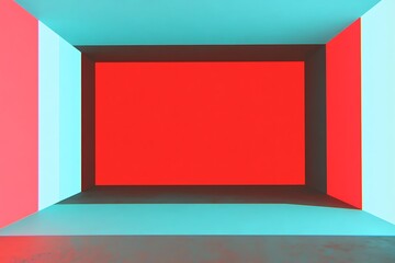 Abstract composition showcasing interior architecture with contrasting colors and shapes