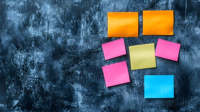 Colorful Sticky Notes on Dark Background for Business Reminders