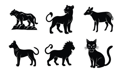 A Set Of Animal Bundles Vector Illustrator | Wildlife, Farm, Pet, and Zoo Animal Clipart Set | Hand-Drawn Animal Silhouettes for Creative Projects.