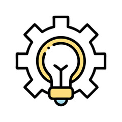 Gear with Light Bulb Icon Design